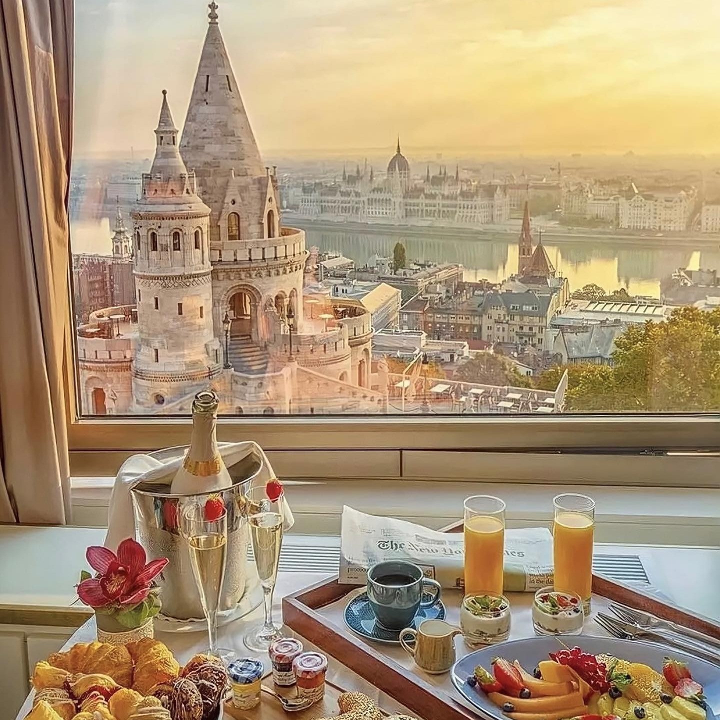 The breakfast view in Budapest 😍🌅

#budapest #bu